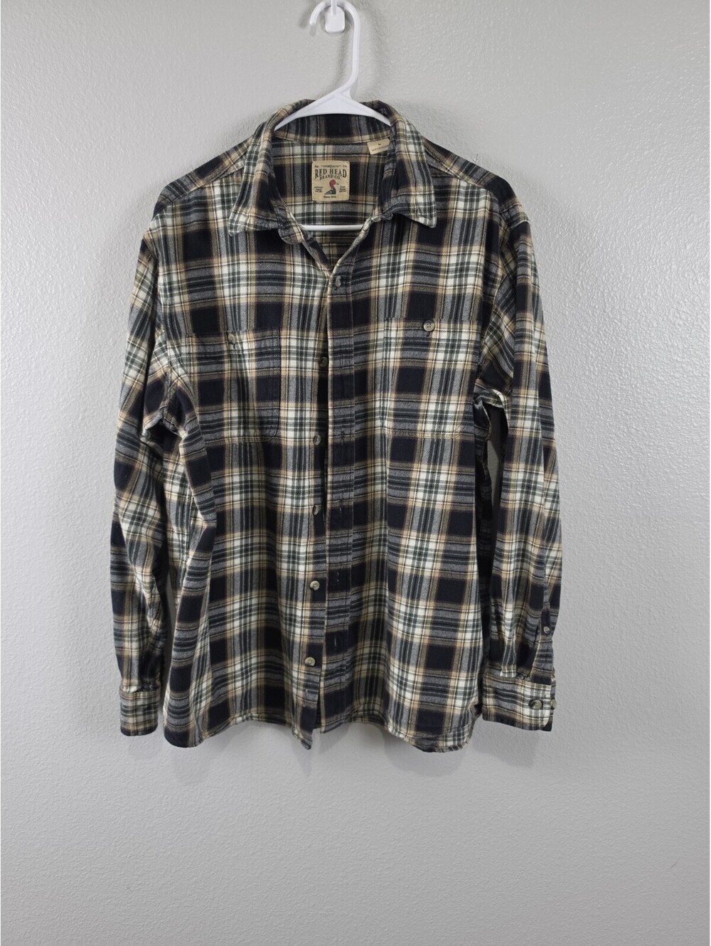 Mens RedHead Brand Co. Large Button Up Flannel Long Sleeve Plaid Shirt